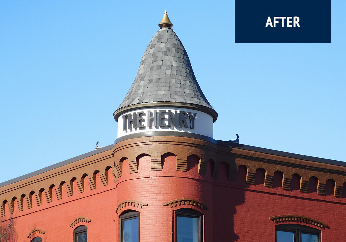 Restored cupola of the RC Henry Building.